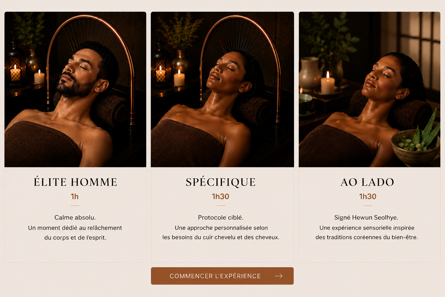 YNAO L'ART DU RELACHEMENT Femme se relaxant dans un spa, éclairage tamisé avec des bougies. Écriture "YNAO ÉLITE".